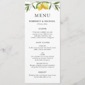 Geschilderde citroenen groen loof bruiloft menu (Voorkant)