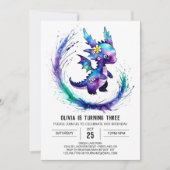 Geschilderde Custom Dragon Digitale Meisje Verjaar Kaart (Voorkant)