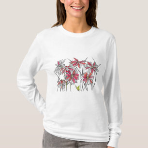 Geschilderde Daisy Bloemen Botanische Kunst Inktte T-shirt