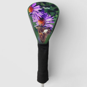 Geschilderde Dame Vlinder Aster Bloem Persoonlijk Golfheadcover