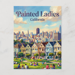 Geschilderde dames bij Alamo Square Californië Briefkaart
