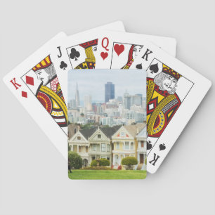 Geschilderde dames, Victoriaans huizen en skyline Pokerkaarten