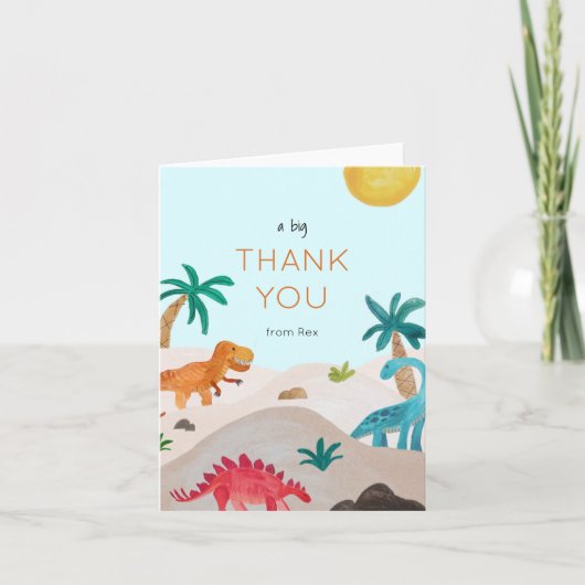 Geschilderde Dino's Bedankkaart (Voorkant)