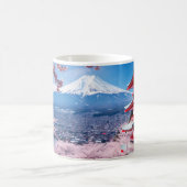 Geschilderde Fuji berg in kersenbloesem seizoen Koffiemok (Center)
