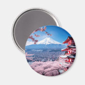 Geschilderde Fuji berg in kersenbloesem seizoen Magneet (Voorkant / Achterkant)