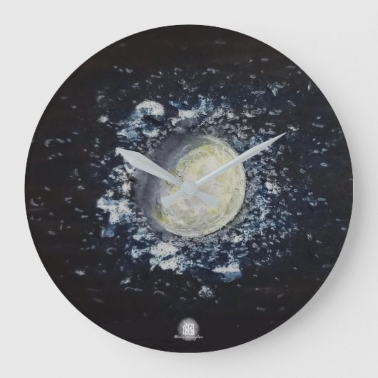 Geschilderde Gibbous Moon Grote Klok (Voorkant)
