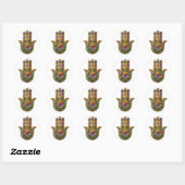 Geschilderde Gouden Hamsa Amethyst Robijn Derde Oo Ronde Sticker (Vel)