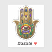 Geschilderde Gouden Hamsa Amethyst Robijn Derde Oo Sticker (Vel)