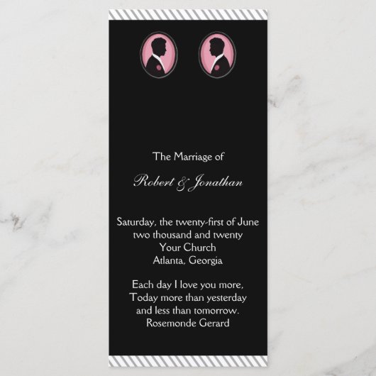 Geschilderde Groom Silhouetten Gay Trouwprogramma Programma (Voorkant)