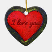 Geschilderde hartversiering keramisch ornament (Voorkant)