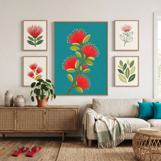 Geschilderde Hawaiaanse lehua bloem 1 Canvas Afdruk