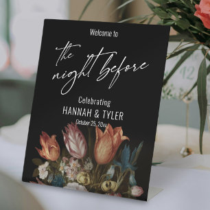 Geschilderde Hollandse Bloemen Welkom bij de Nacht Reclamebord Met Voetstuk