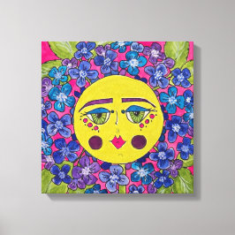 Geschilderde Hydrangea Bloemenmeisje Canvas Art Afdruk