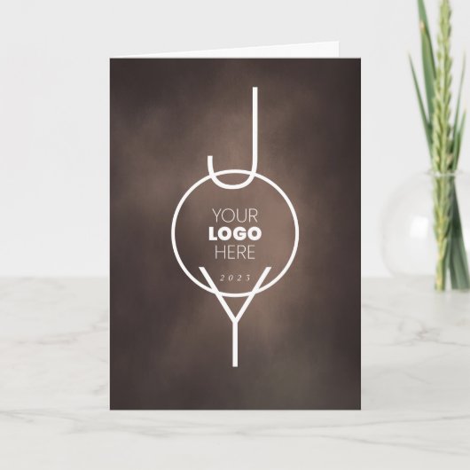 Geschilderde JOY Cocoa Brown Folded Business Feestdagen Kaart (Voorkant)