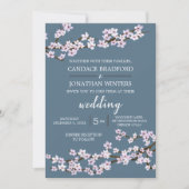 Geschilderde kersenbloesem bruiloft kaart (Voorkant)