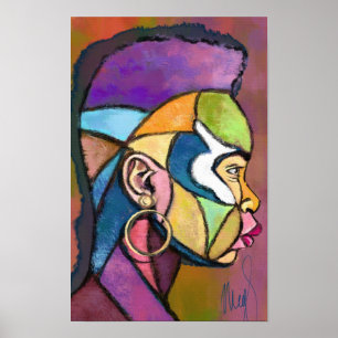 Geschilderde kunst Afrikaanse man poster
