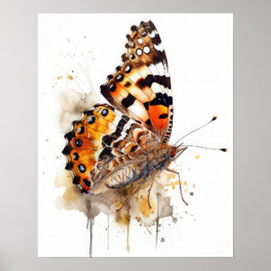 Geschilderde Lady Butterfly Art Print Poster