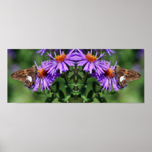 Geschilderde Lady Butterfly Wildflower Mirror Abst Poster