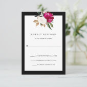 Geschilderde Magnolia | Bruiloft RSVP Zwart-wit (Staand voorkant)