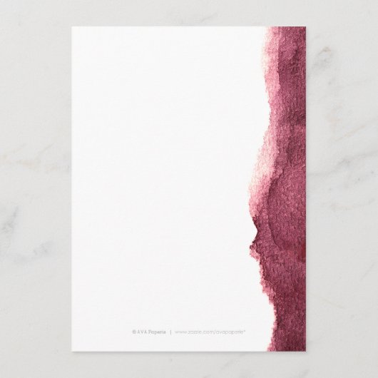 Geschilderde marsala moderne eenvoudige trouwricht informatiekaartje (Achterkant)