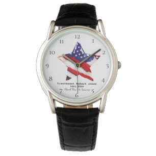 *~* Geschilderde Militaire Veteraan Rode Witte Bla Horloge