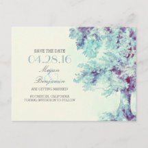 Geschilderde Old Tree  Save the Date briefkaarten