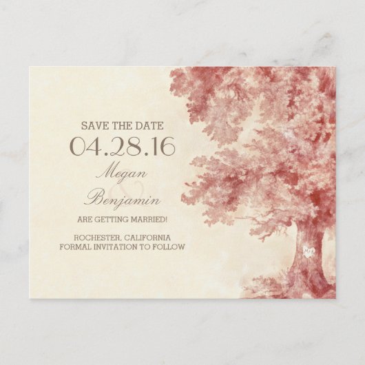 Geschilderde Old Tree  Save the Date briefkaarten (Voorkant)