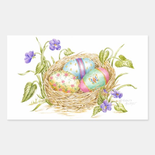 Geschilderde Paaseieren in Nest Stickers (Voorkant)