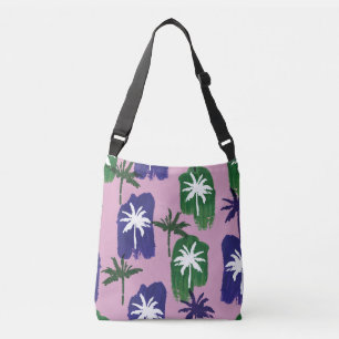 Geschilderde palm, marineblauw groen. crossbody tas