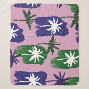Geschilderde palm, marineblauw groen. sherpa deken
