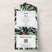 Geschilderde palmbomen met een strand QR-code RSVP All In One Uitnodiging (Binnen)