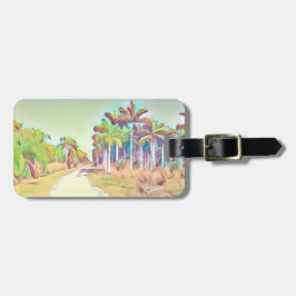 Geschilderde palmweg bagagelabel