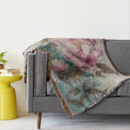 Geschilderde Pioenen - Deken