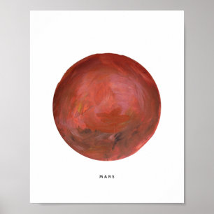 Geschilderde Planeet Mars Kunstprint Poster