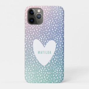 Geschilderde plek + hart pastel gradiënt gepersona iPhone 11 pro hoesje