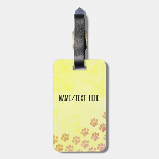 Geschilderde Puppy Paw Prints Oud Papier Aangepast Bagagelabel (Achterkant verticaal)