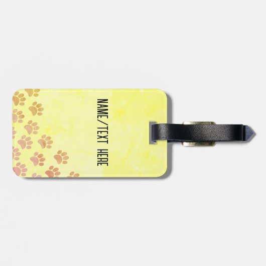 Geschilderde Puppy Paw Prints Oud Papier Aangepast Bagagelabel (Achterkant horizontaal)