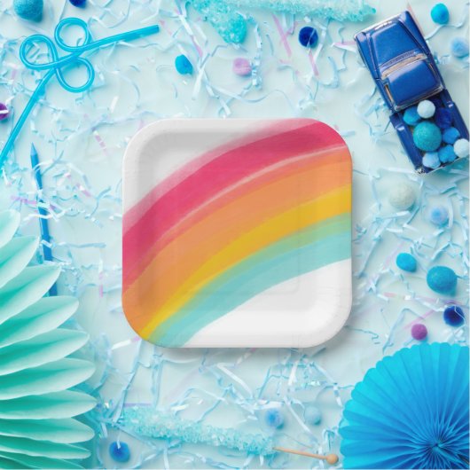 Geschilderde regenboog verjaardagspapier Borden Papieren Bordje (Feest)