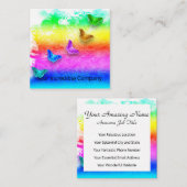 Geschilderde regenboogvlinders vierkante visitekaartje (Voorkant / Achterkant)