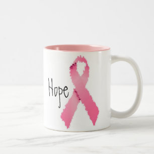 Geschilderde roze linthoop tweekleurige koffiemok