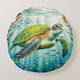 Geschilderde Schildpad Rond Kussen