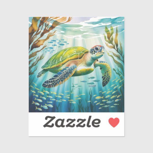 Geschilderde Schildpad Sticker (Vel)