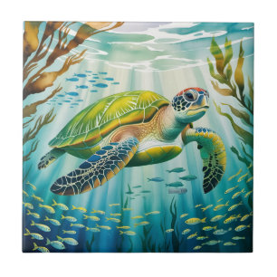Geschilderde Schildpad Tegeltje