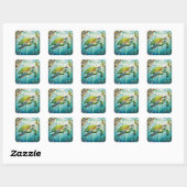 Geschilderde Schildpad Vierkante Sticker (Vel)