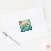 Geschilderde Schildpad Vierkante Sticker (Envelop)