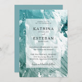 Geschilderde smaragdgroene moderne bruiloft kaart (Voorkant / Achterkant)