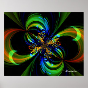 Geschilderde stroomfractal poster