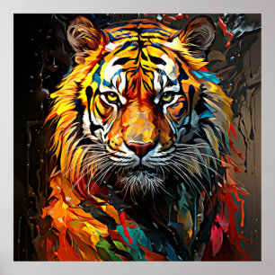 Geschilderde Tiger Art Poster
