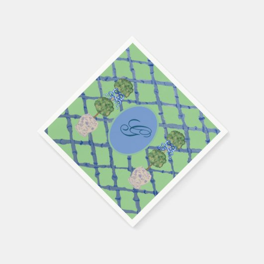 Geschilderde Topiary Chinoiserie Gemberpotten Pot  Servet (Hoek)