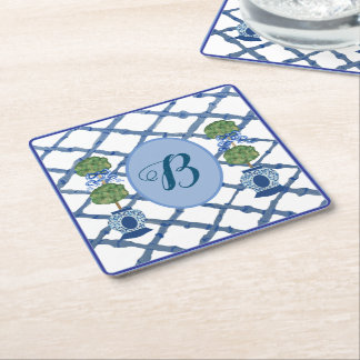 Geschilderde Topiary Chinoiserie Gemberpotten Pot  Vierkante Kartonnen Onderzetter